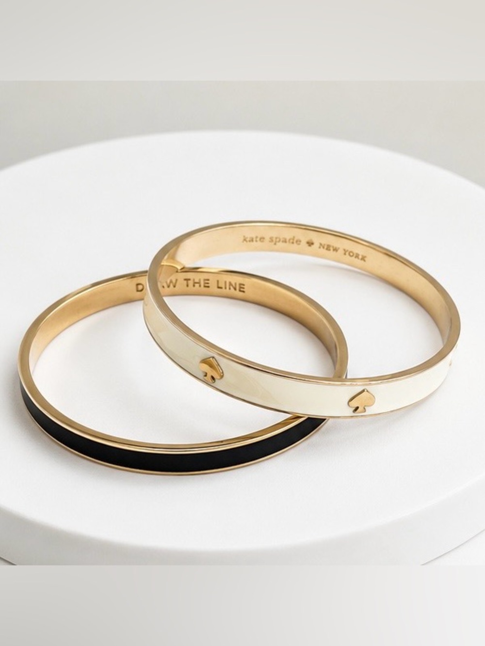 Kate Spade Black & Cream Enamel Bangle Bracelet Set